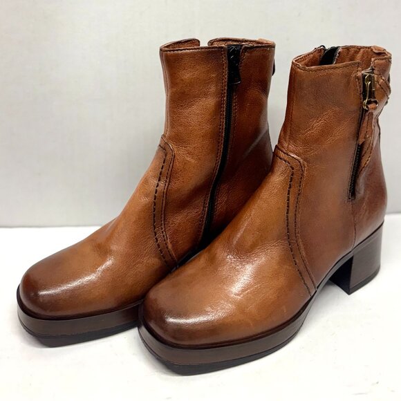 MIZ MOOZ SOFT LEATHER BOOTS SIDE ZIP SADDLE 37EU / 7US NEW Z-126 - Picture 5 of 5